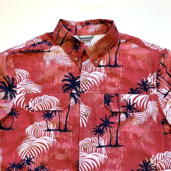 Chaps Button Down Shirt Mens Medium Tropical Short Sleeve Wicking Sun Protection - Picture 4 of 12